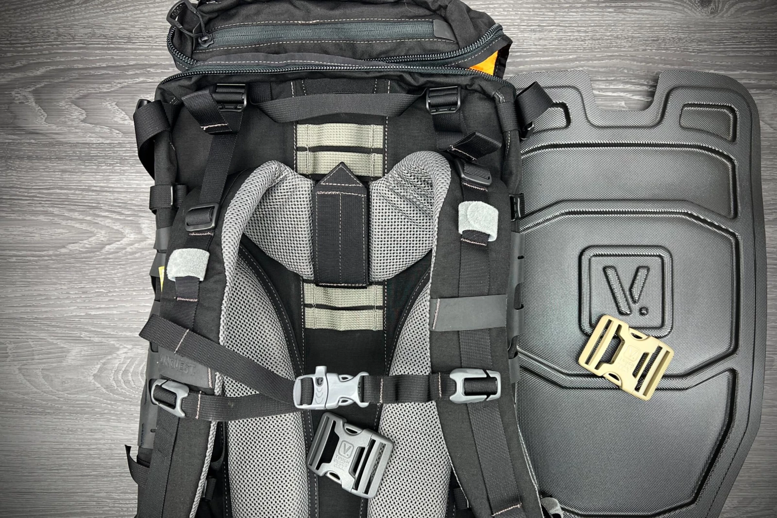 Harness heavy loads with internal frame backpacking suspension.